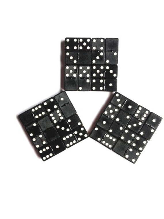 Domino coasters set of 3 plastic dominoes drinks coffee