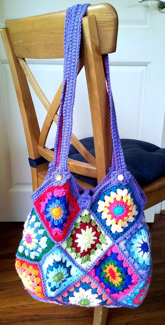 Items similar to Crochet Granny Square Bag on Etsy