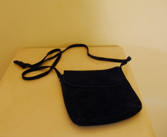 Black Suede Crossbody Bag Early 90s