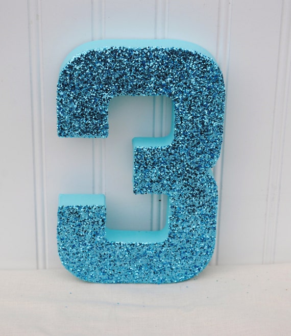 Aqua Blue Glitter Stand Up Decorative Birthday by LettersFromAtoZ