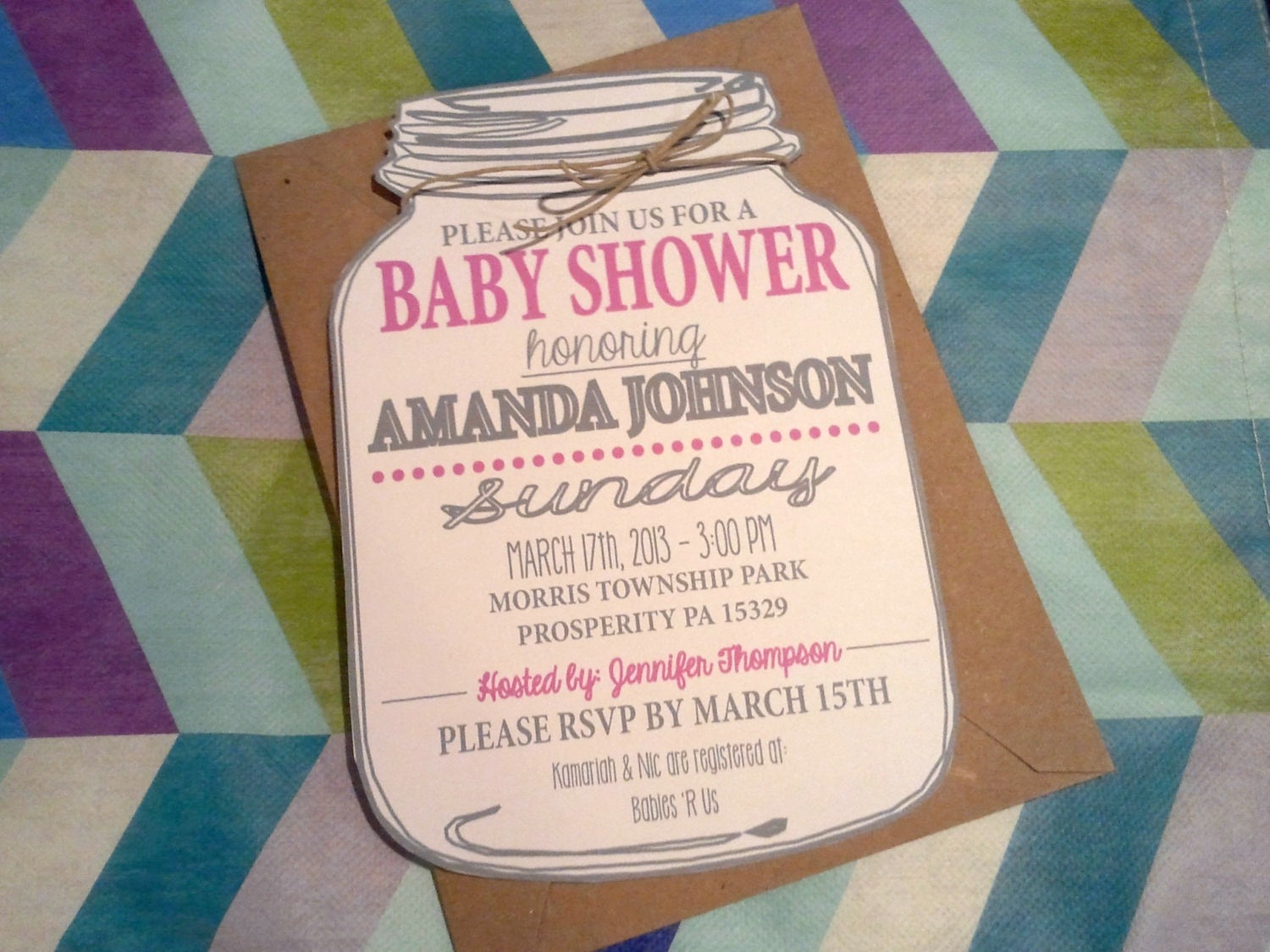Mason Jar Baby Shower Invitation Mason Jar By Neillydesign On Etsy Jar Baby Shower Invitation Template