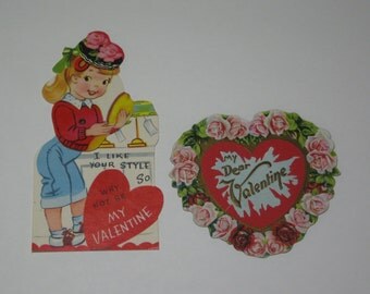 Valentine cards vintage Vintage 1950s Large 8 Valentines Card / USED Articulated