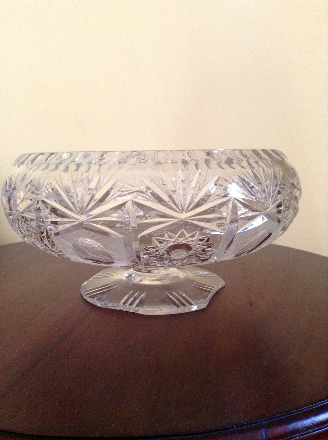Antique Brilliant Cut Glass Bowl Pedestal by VintageLoveAntiques