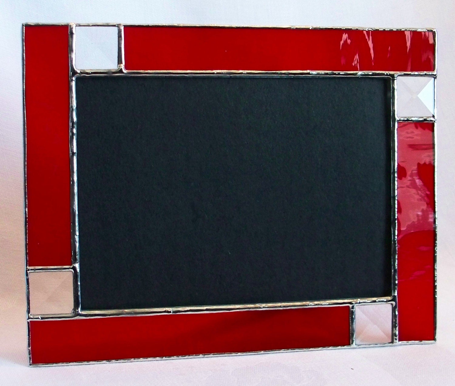 Made to Order Ruby Red stained glass picture frame 5x7 with