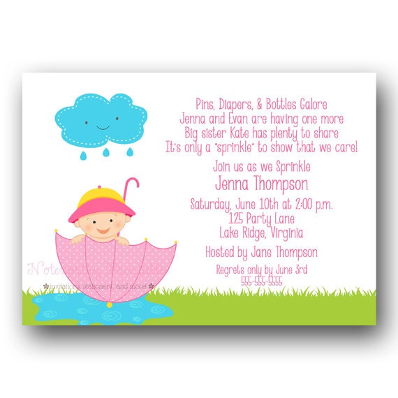 Printable Baby Girl in Umbrella Sprinkle/Shower Invitation Il_570xn