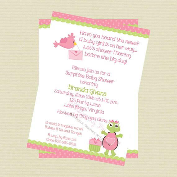 Pink Turtle Baby Shower Invitation Il_570xn