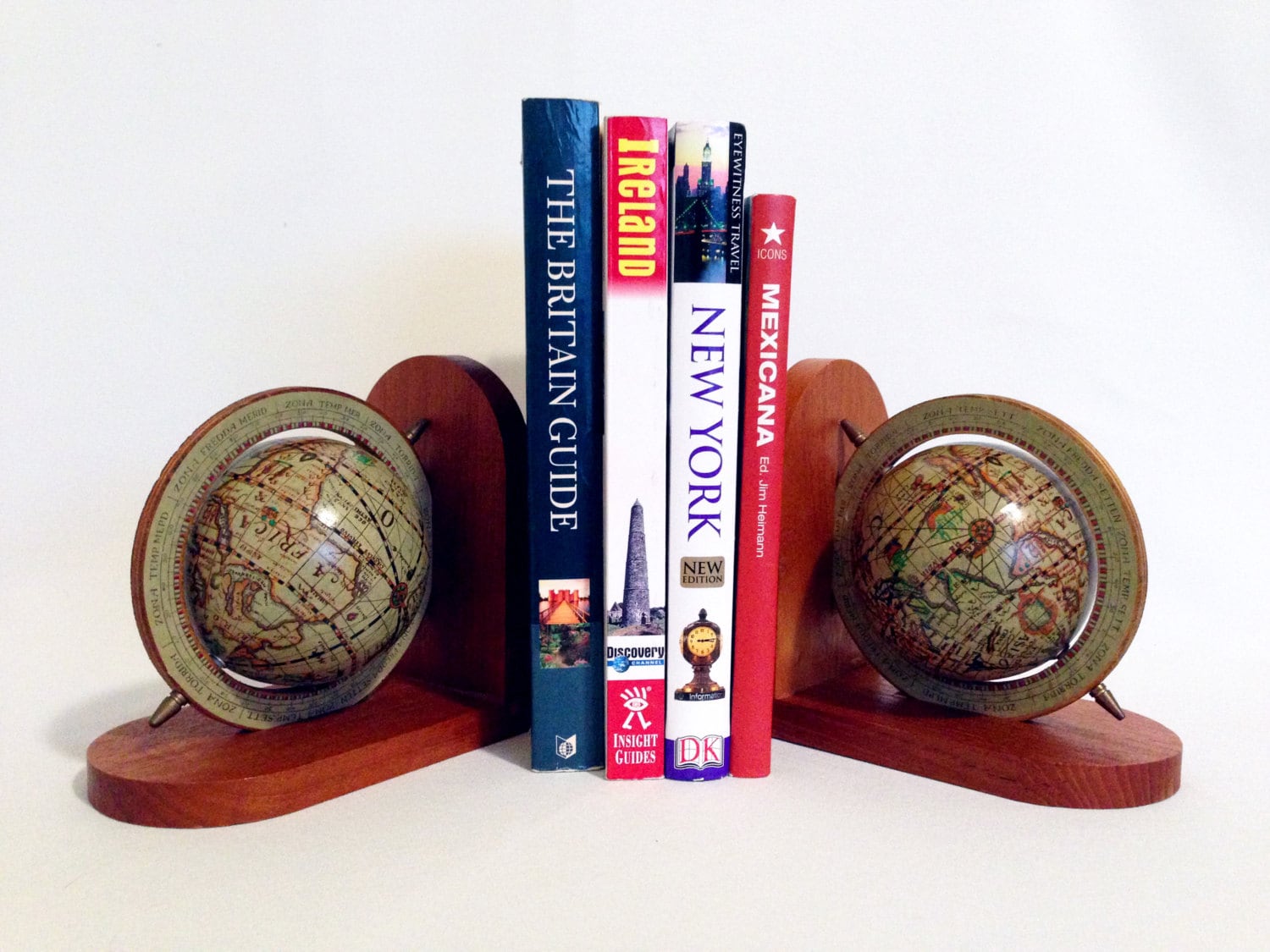 old world globe bookends