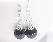 Black Swarovski Crystal Pearl Earrings 10mm 411