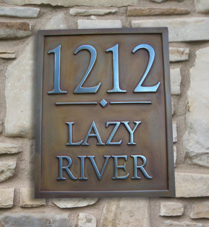 Vertical Address Plaque in Iron with an Aged Rust by OldGoatSigns