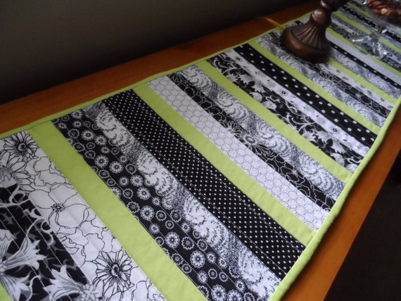 lime black, runner green quilted table runner, in table white, table  modern runner patterns  Modern