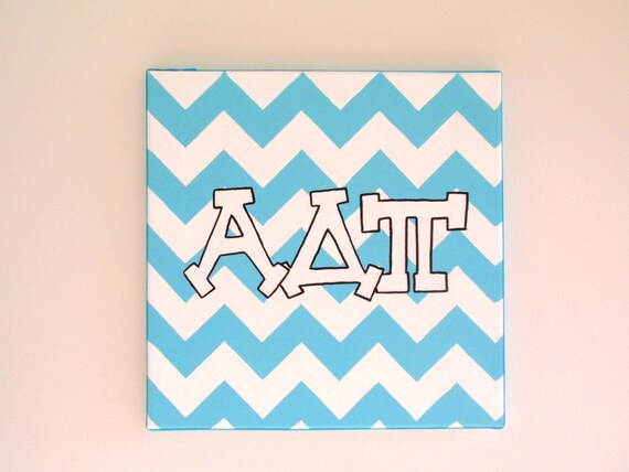hand painted Alpha Delta Pi letters outline with chevron