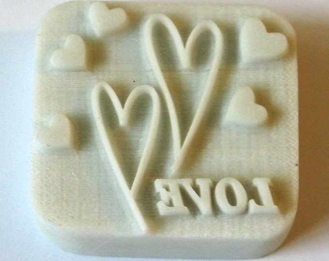 Handmade Cookie Stamp Seal Soap Stamp - Hearts with text "Love"