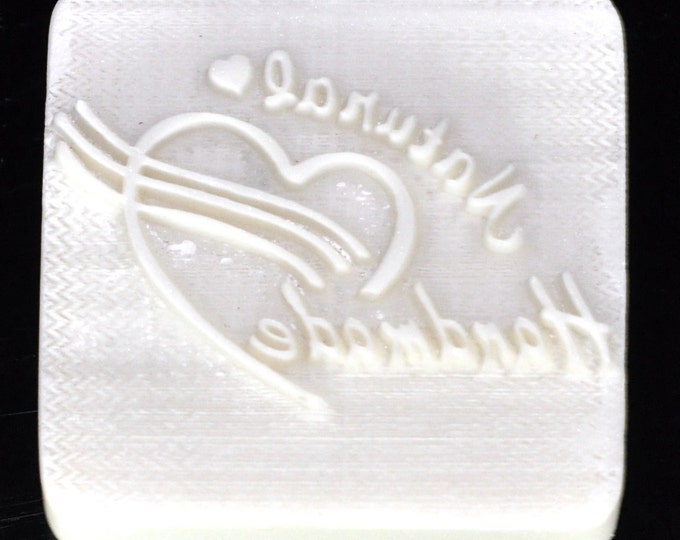 Handmade Cookie Stamp Seal Soap Stamp - Heart with Text "Natural" "Handmade "