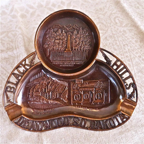 Souvenir ashtray copper South Dakota Deadwood No. 10 Saloon