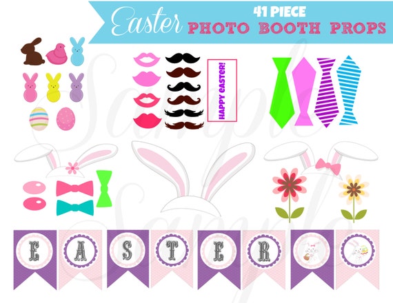 INSTANT DOWNLOAD Easter 41 piece Photo Booth Props PRINTABLE Download - Craft Decoration Party diy