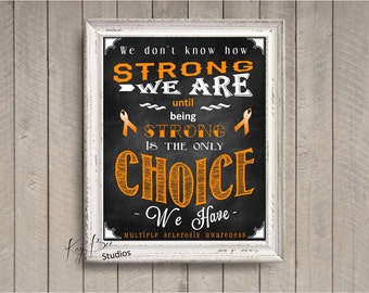 Multiple Sclerosis MS Awareness Charity Chalk Typography Print Art by KayBee Studios