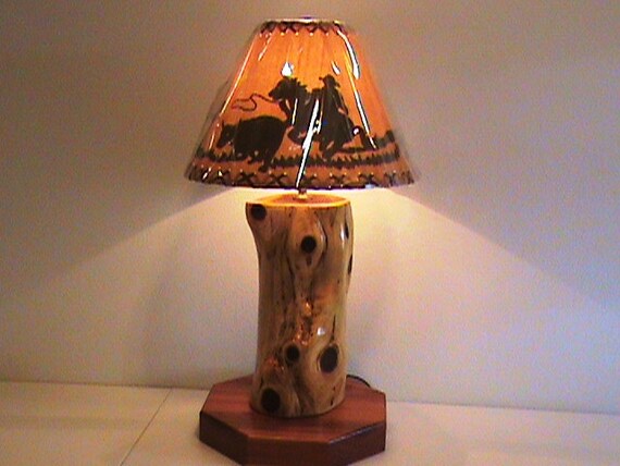 Rustic Aromatic Cedar Log Lamp With Shade Hand by OzarkRusticWood