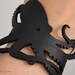 Octopus Bracelet - Octopus Cuff - Black Leather Octopus Cuff - Laser Cut Bracelet