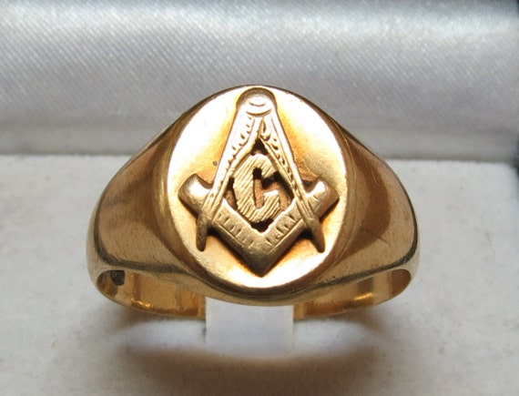 Vintage Estate 10K Men's Masonic Ring by EstateGems on Etsy