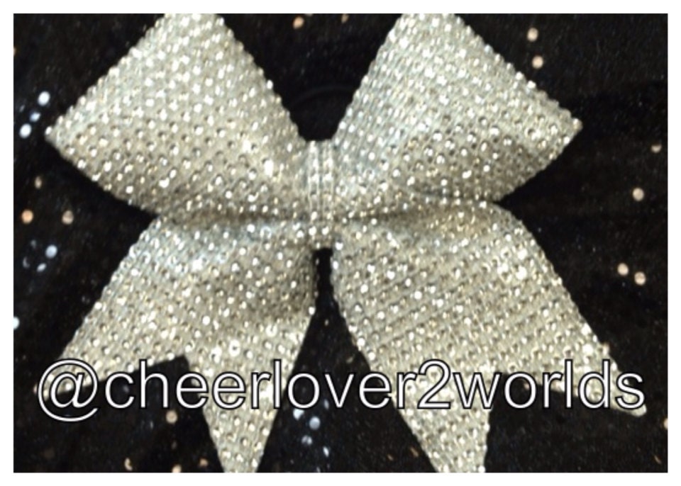 Silver Cheer Bow Rhinestone by CheerLover2Worlds on Etsy