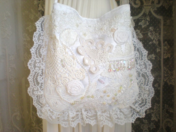 White Lace Purse Vintage Inspired Vintage Linens Bridal