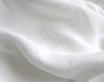 Pure white linen fabric - prewashed and soft - 1 yard