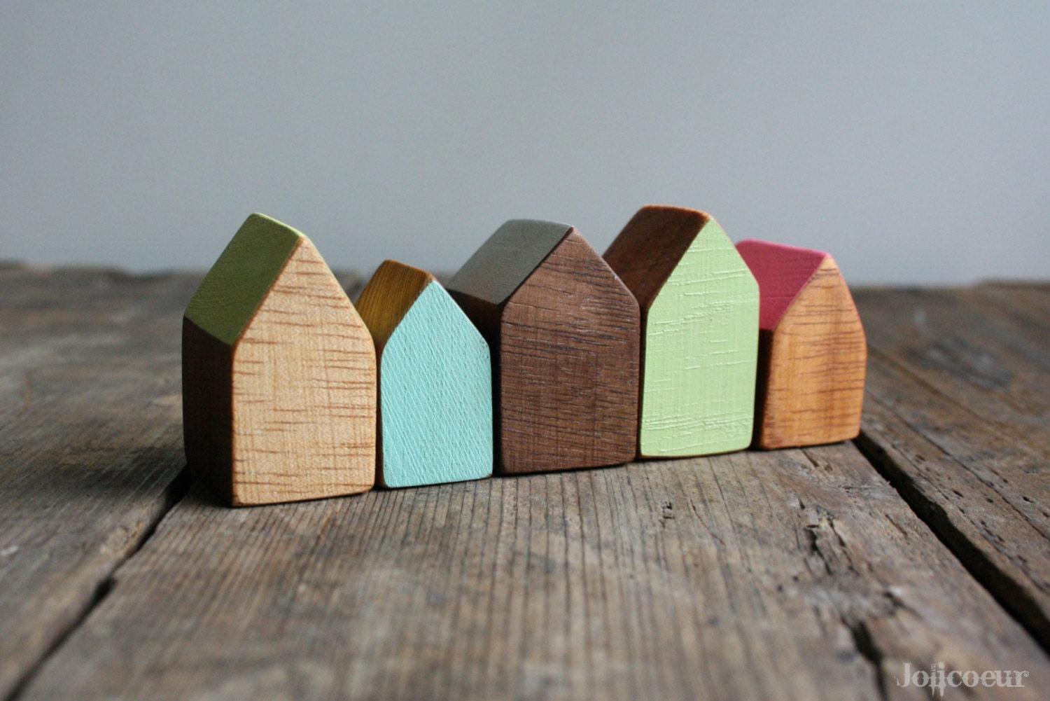 Miniature Wooden House Hand Painted Wood House by Jolicoeuretcie