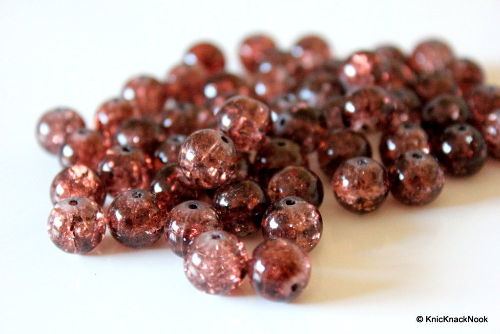 10 mm Brown Crackle Glass Beads x 10 from KnicKnackNook on Etsy Studio