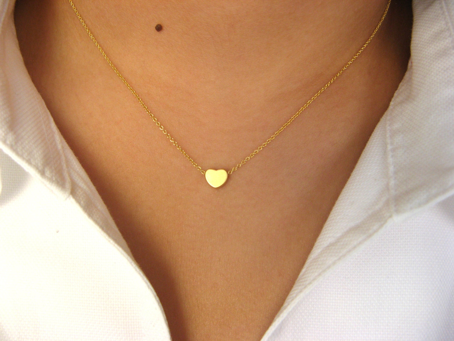 Dainty Heart Necklace 14K gold filled necklace with Little