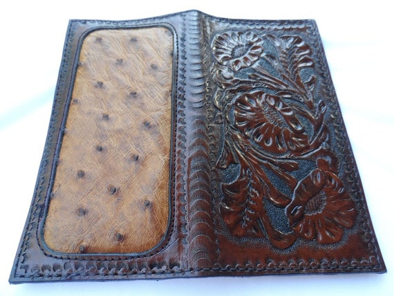 Unisex Custom Genuine Leather Roper Wallet Checkbook Cover