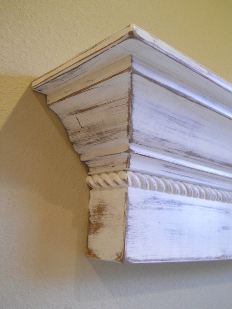 48 Floating Wall Shelf Shabby Chic Wall by CozyCreekWoodworking