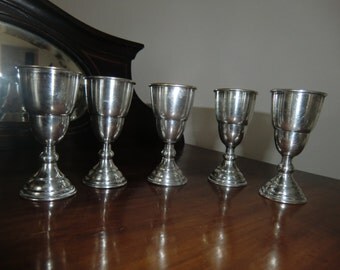 Vintage Silver Plated Wine Coblets. Set of 5.