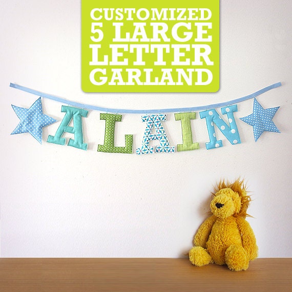 Customized Handmade Fabric Garlands - 5 Large Letter Name Il_570xn