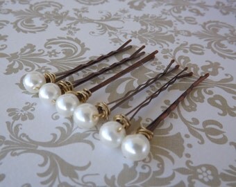 Pearl Hair Pins- Pearl Bobby Pins- Wedding Hair Pins- set of 6