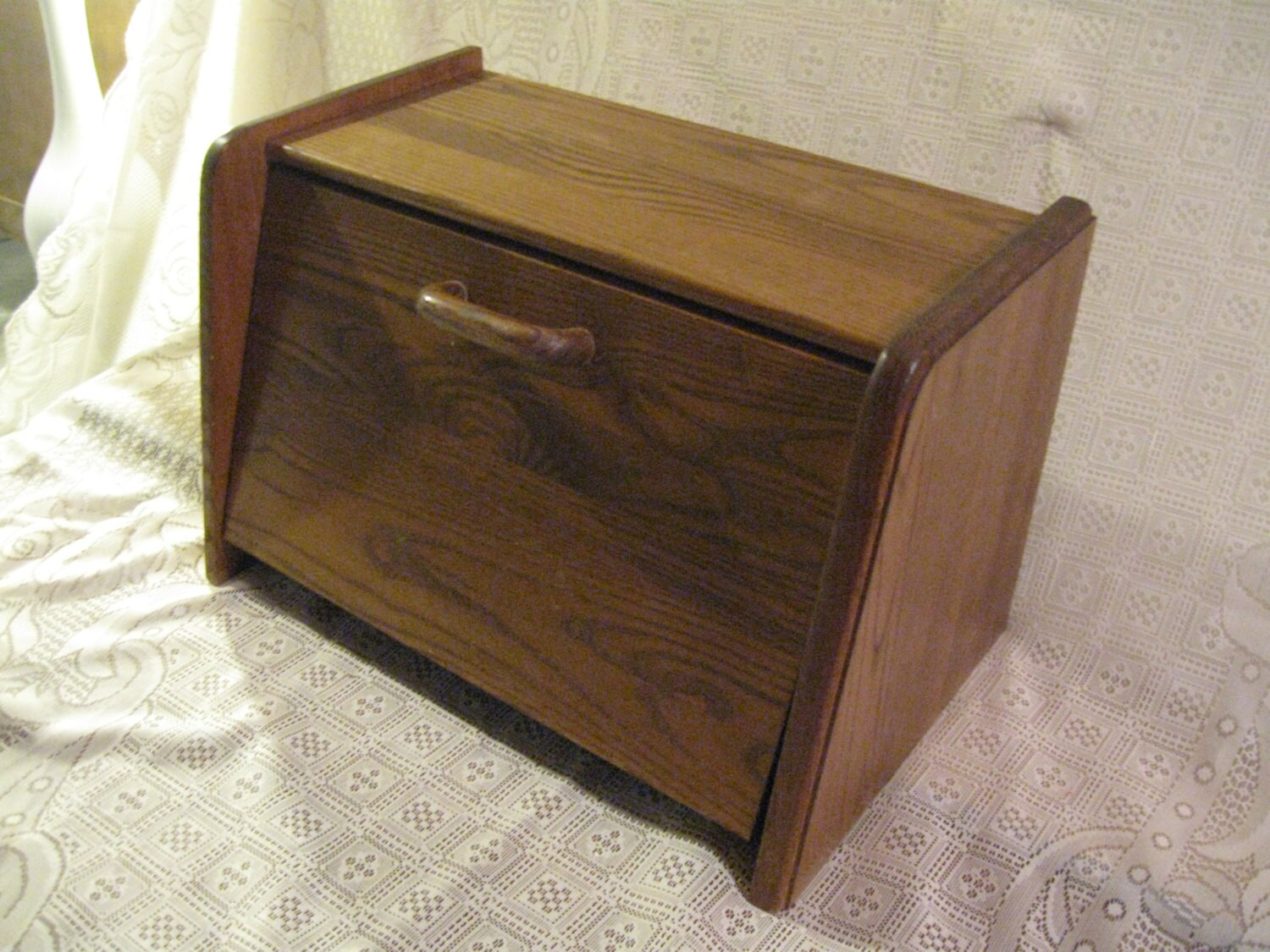 Vintage Wood Bread Box Made in USA Breadbox by ginnysEarlyAttic