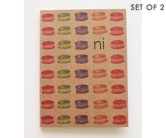 personalized notebooks  - macarons pink, green, purple, orange & red - monogrammed notebook (set of 2)