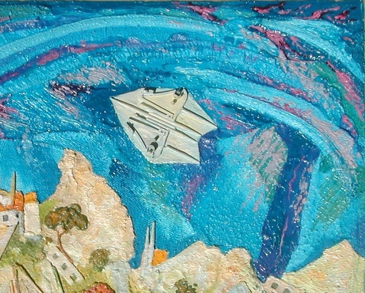 Landscape with an Aircraft oil painting mixed by SergioArteStudio