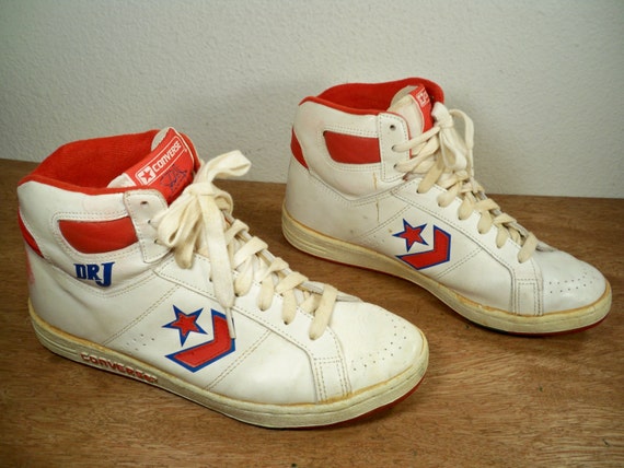 Vintage CONVERSE Dr. J White Leather High Top Men's by Joeymest