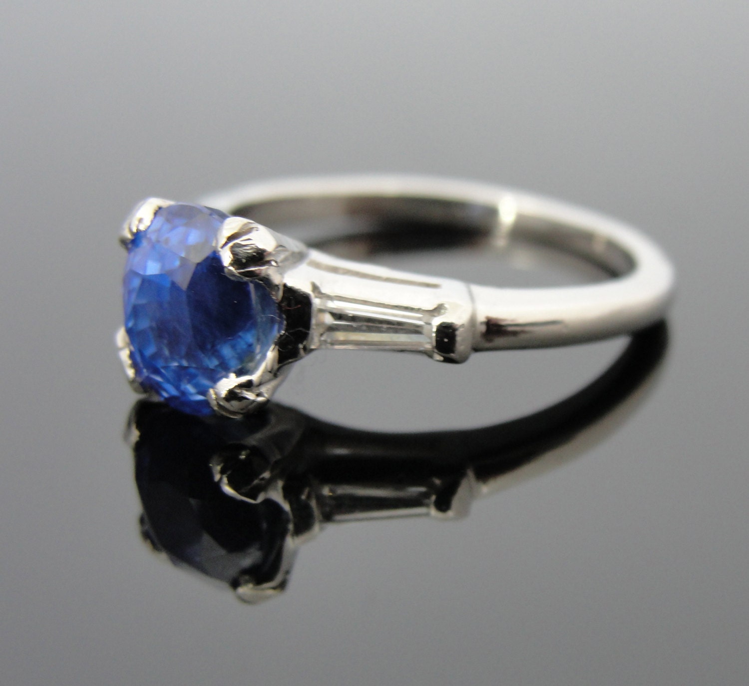 RESERVED Art Deco Ceylon Sapphire Engagement Ring Platinum