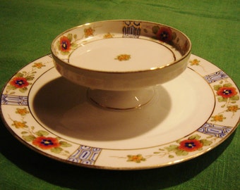 Hand Painted Nippon China Food Stand Vintage