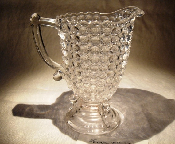 Vintage Hobnail Pedestal Pitcher Clear Glass by AuntieQsAttic