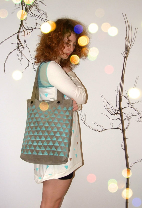 leather tote bags with geometric patterns