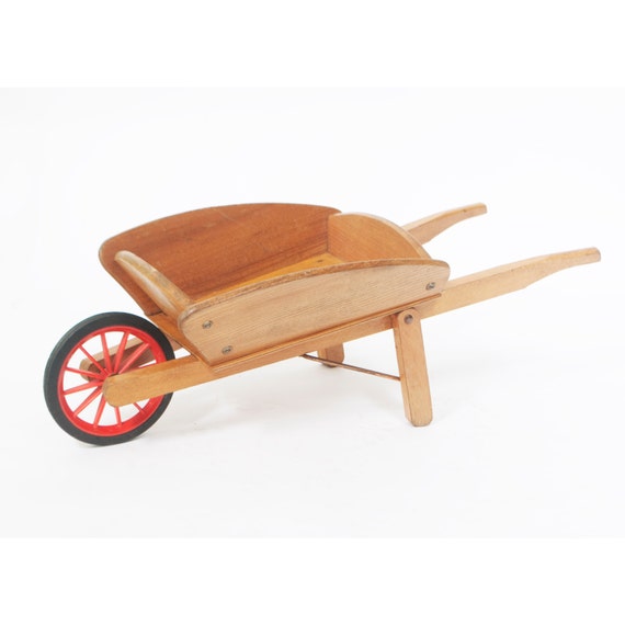 Items similar to Vintage Childs Toy Wooden Wheelbarrow on Etsy