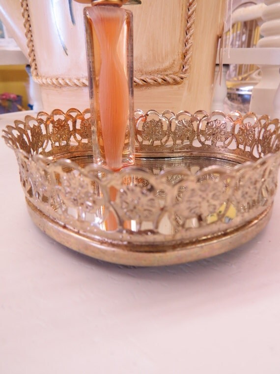 Vintage Gold Ornate Vanity Tray Perfume Tray Jewelry holder