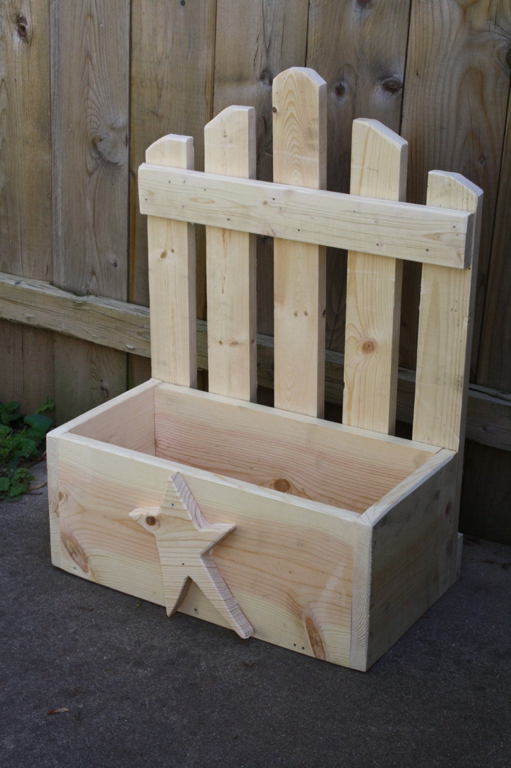 HandMade Primitive Wooden Picket Fence PLANTER BOX Wood