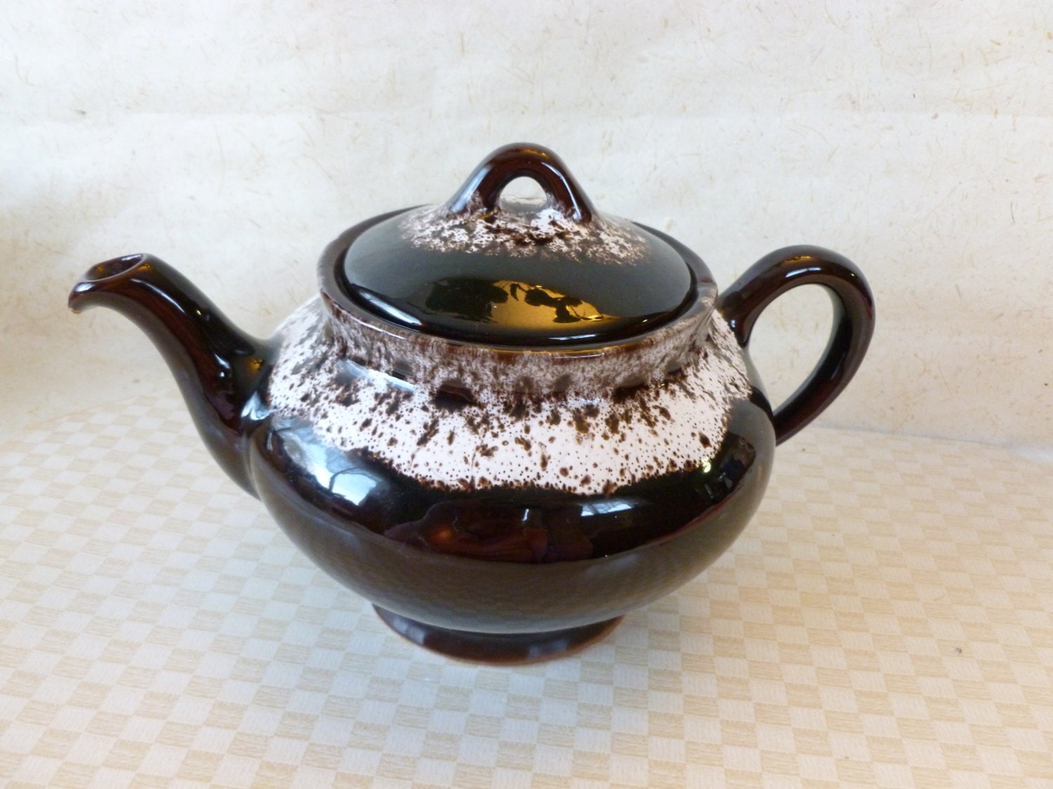 Vintage Royal Canadian Dripless Brown Drip Glazed Teapot