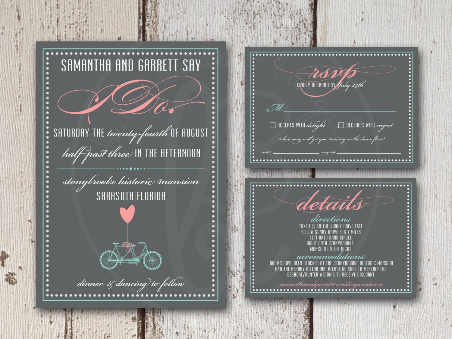 5x7 Tandem bike I DO wedding invite with by BabyBrideandBungalow