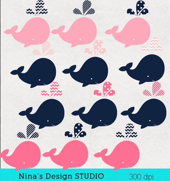 INSTANT DOWNLOAD/12 Whale Clipart / Scrapbook/ for Personal and Commercial Use Il_570xn