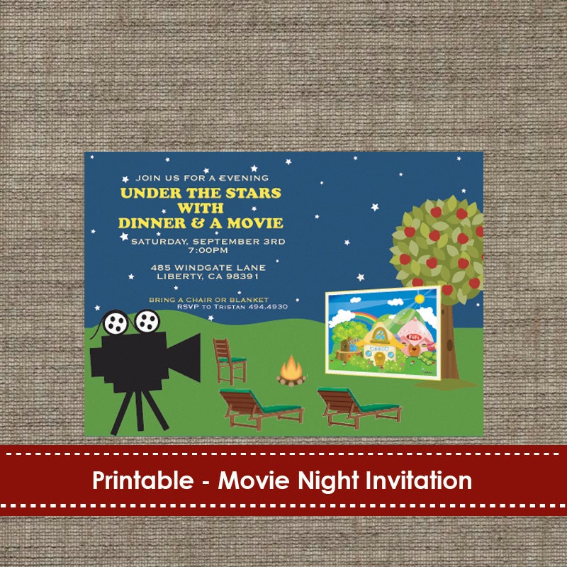 Backyard Movie Night Invitations 2