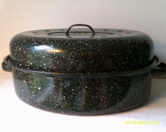 roaster turkey lid enameled speckled usa popular items gra